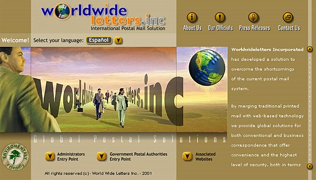 Web site design for worldwide letters.com by Aram Alverez