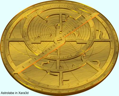 Astrolabe created in Xara 3D 6 by Mike Sims