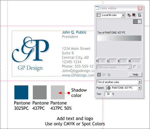 Creating a 2-color business card