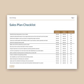 Free sales plan template